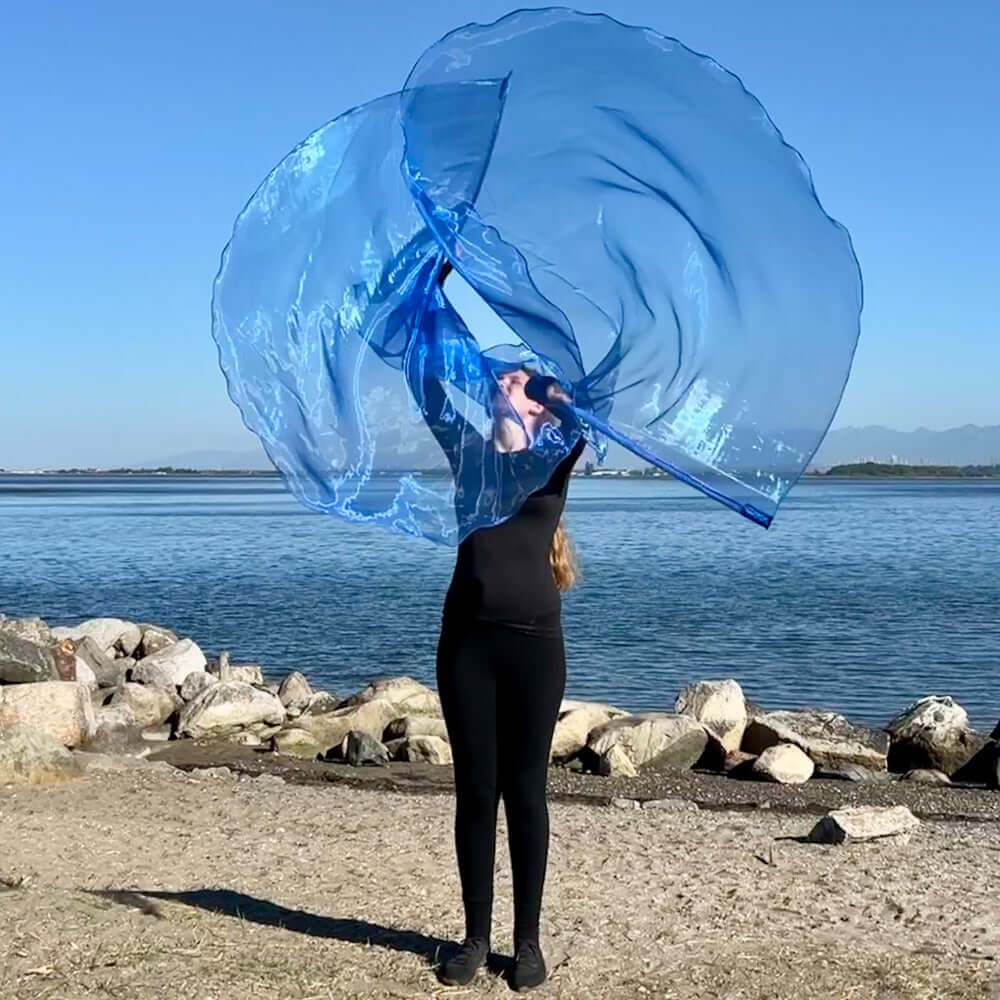Blue colored single layer prophetic praise & worship flag for beginner praise dancer