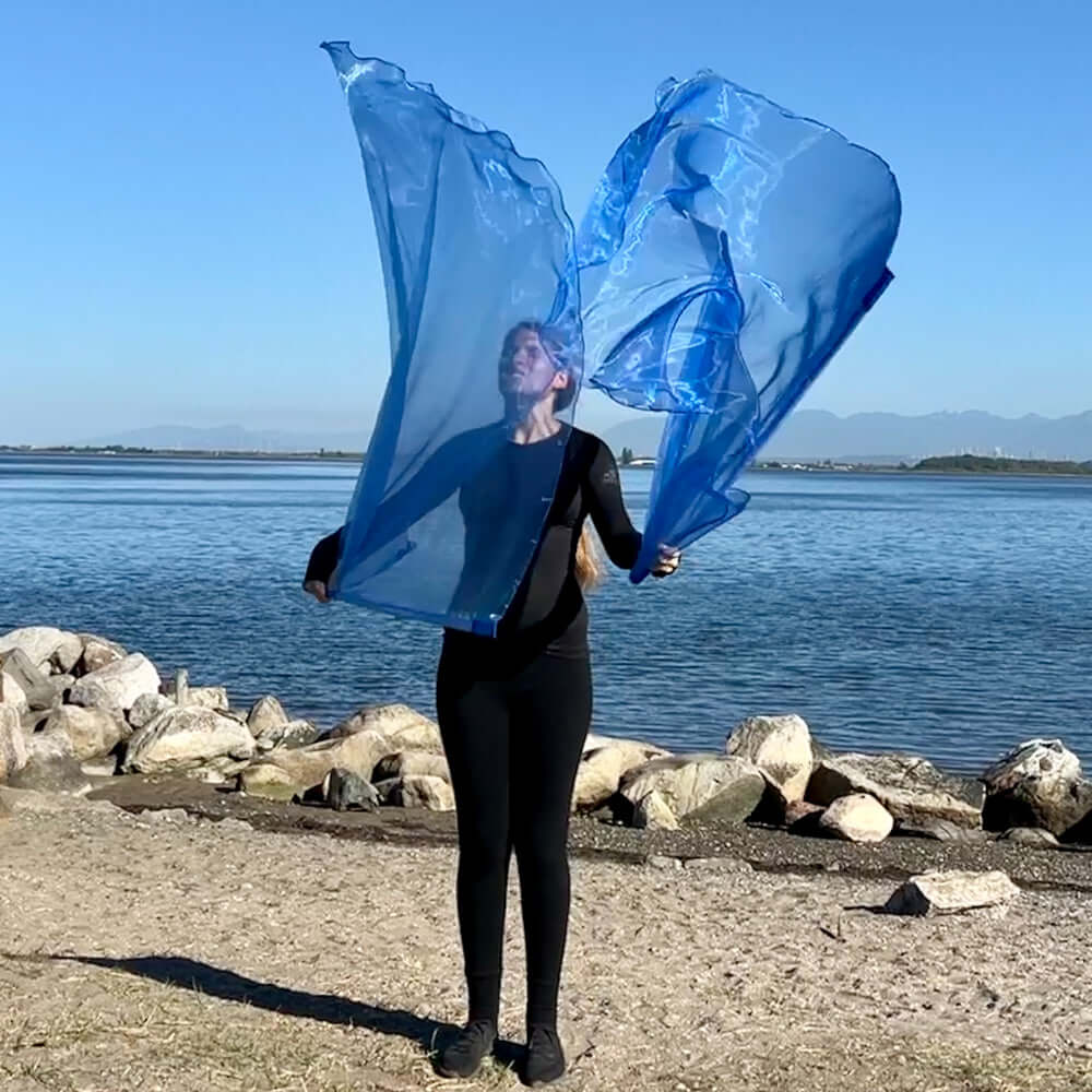 Blue colored single layer prophetic praise & worship flag for beginner praise dancer