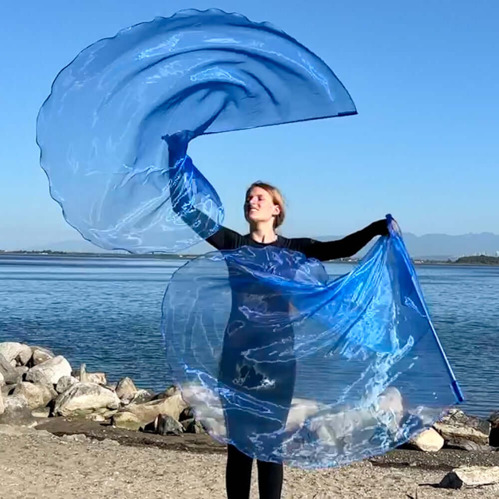 Blue colored single layer prophetic praise & worship flag for beginner praise dancer