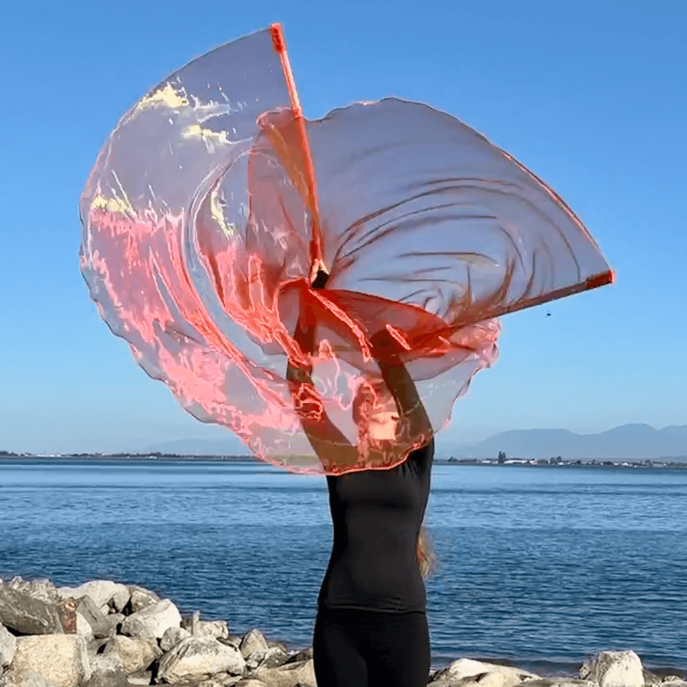 Orange colored single layer prophetic praise & worship flag for beginner praise dancer