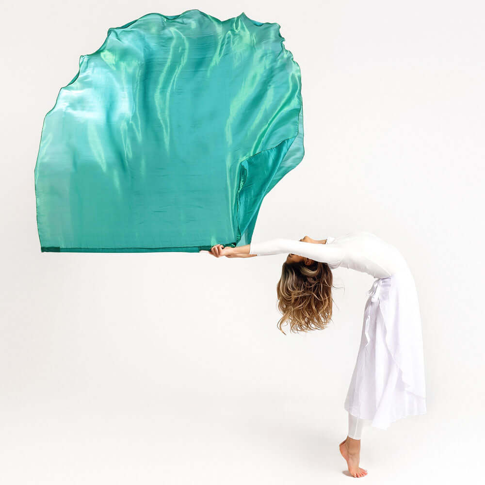 Green Shimmer Worship Flags – Single Layer Angel Wing Design