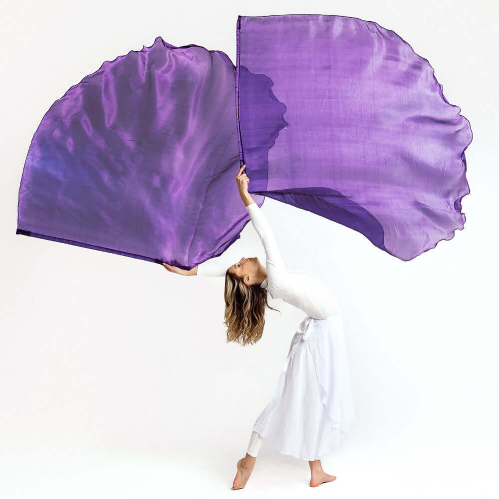 Purple Shimmer Worship Flags with rich color and flowing movement