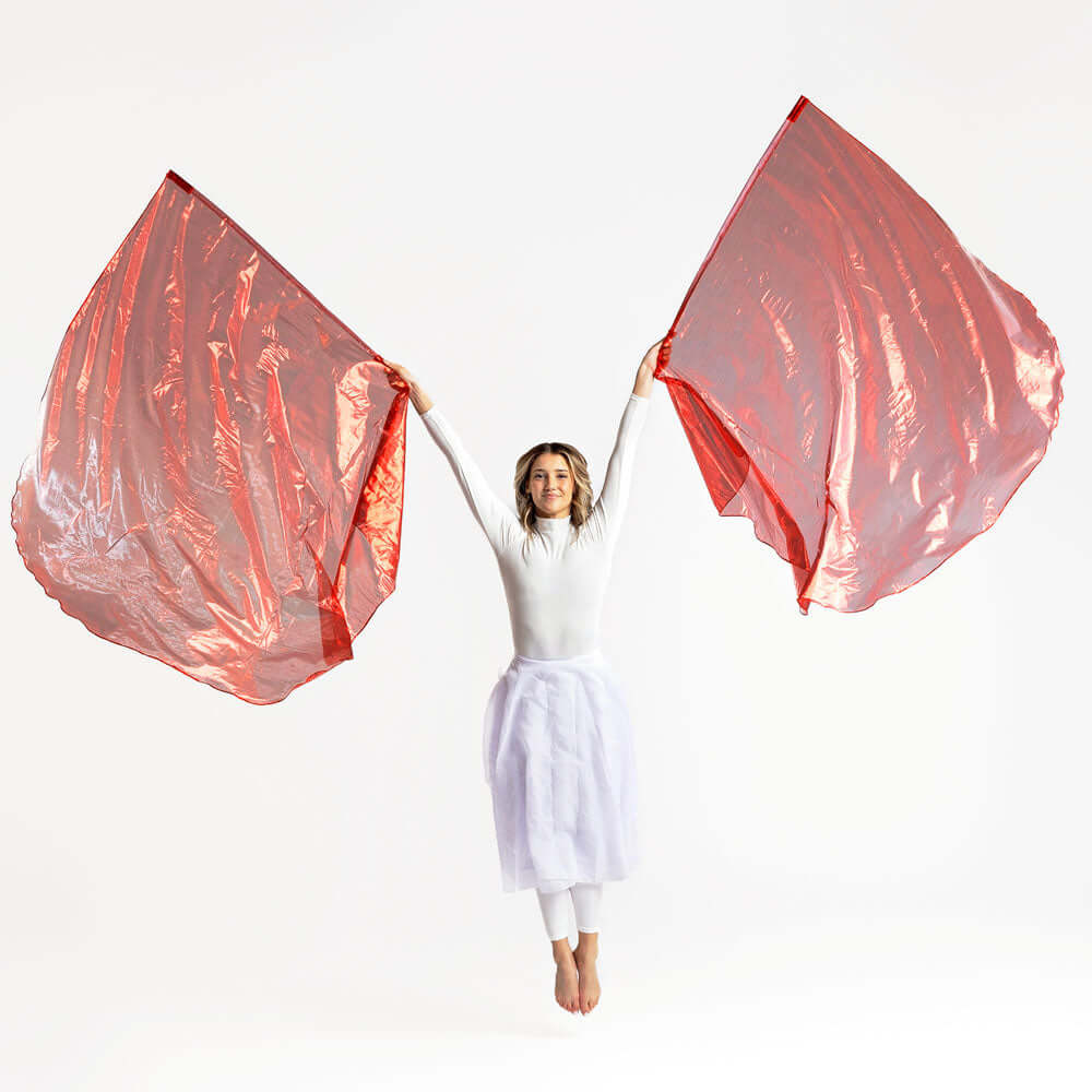 Red Metallic Worship Flags – Single Layer Angel Wing Praise Flags