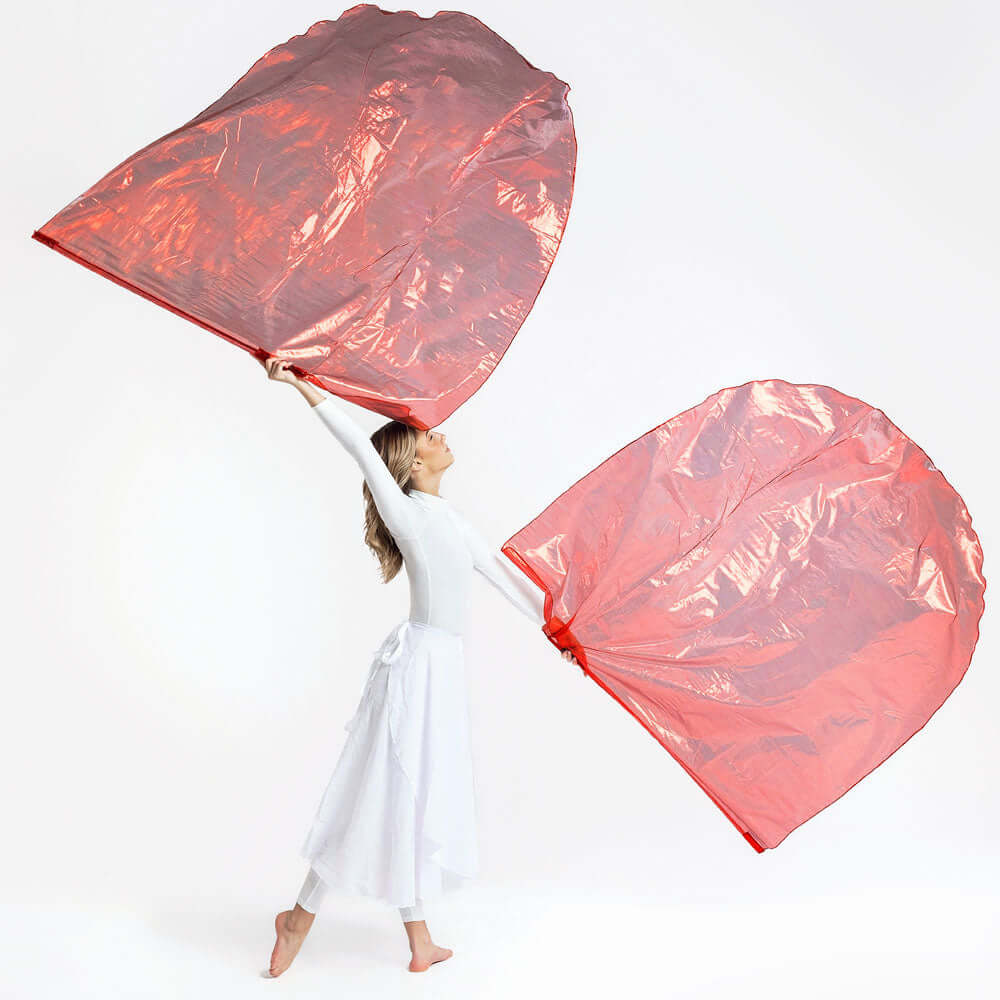 Red Metallic Worship Flags – Single Layer Angel Wing Praise Flags