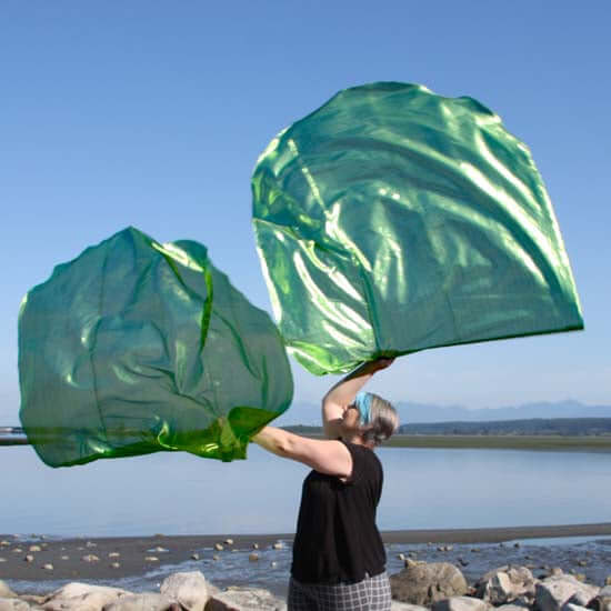 Green colored single layer prophetic praise & worship flag for beginner praise dancer