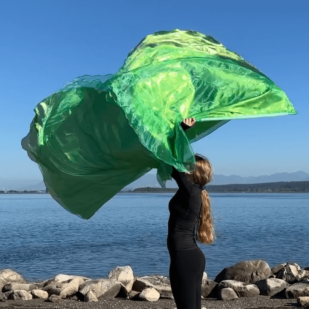 Green colored 3 layer prophetic praise & worship flag for perfect for praise dancers.