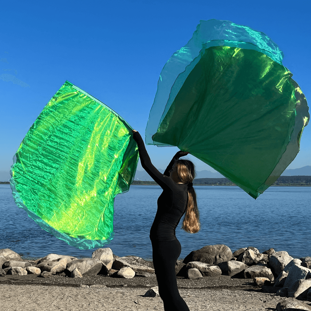 Green colored 3 layer prophetic praise & worship flag for beginner praise dancer