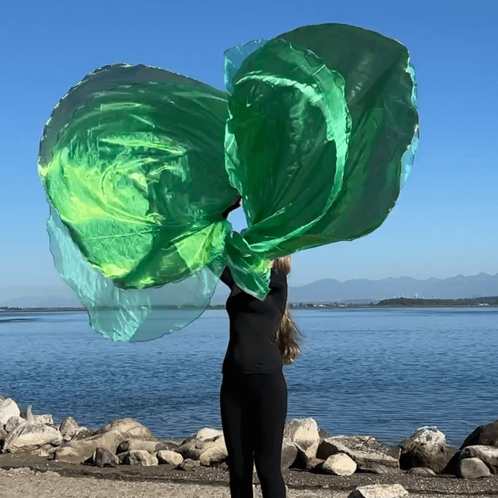 Green colored 3 layer prophetic praise & worship flag for perfect for praise dancers.