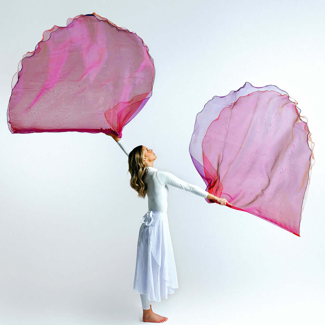 Beautiful Offering Worship Flags – Purple and Orange Double Layer Praise Flags