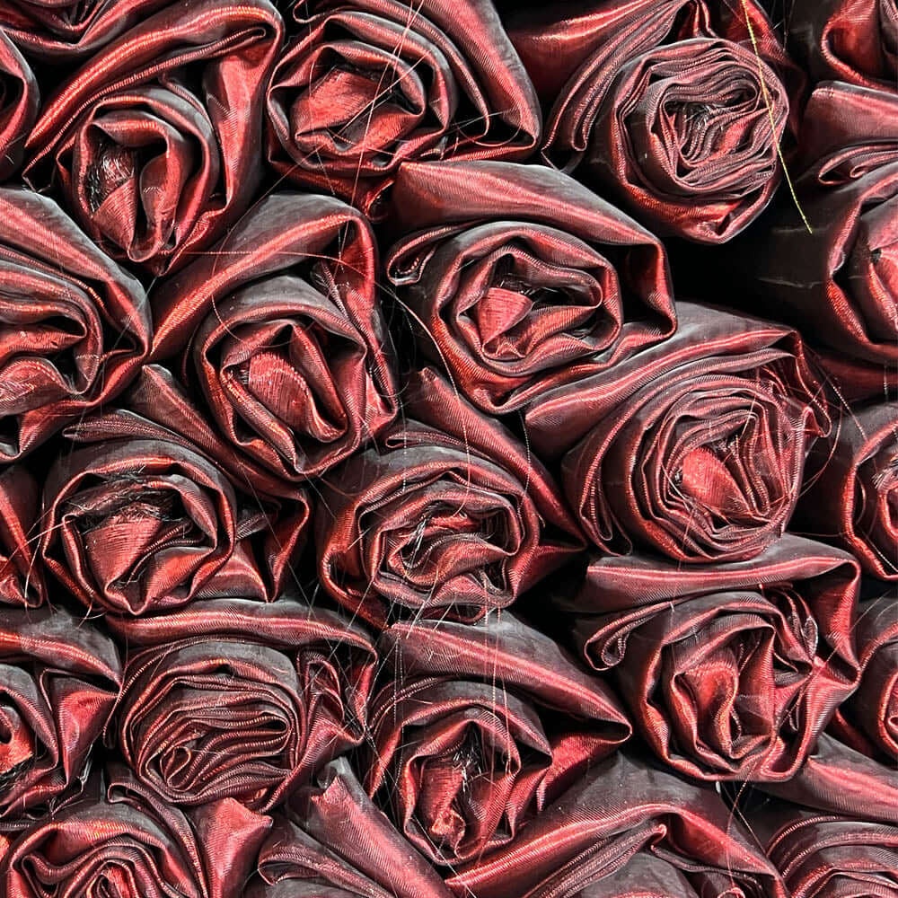 Rolled wine-colored sheer fabric for DIY worship flags, symbolizing the new covenant, joy, and restoration. Perfect for handmade praise flag creation.