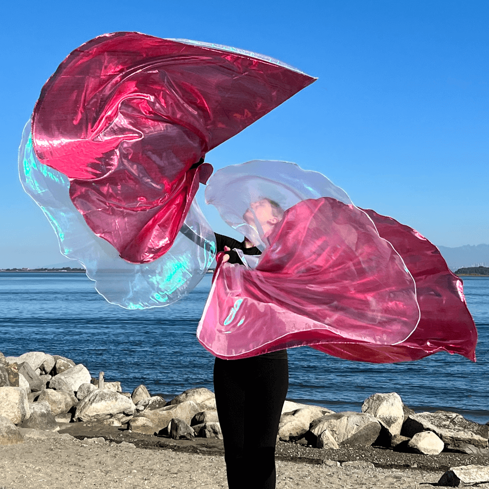 Prophetic praise & worship Flags come with two layers in white and pink biblical colors perfect for for praise dancers