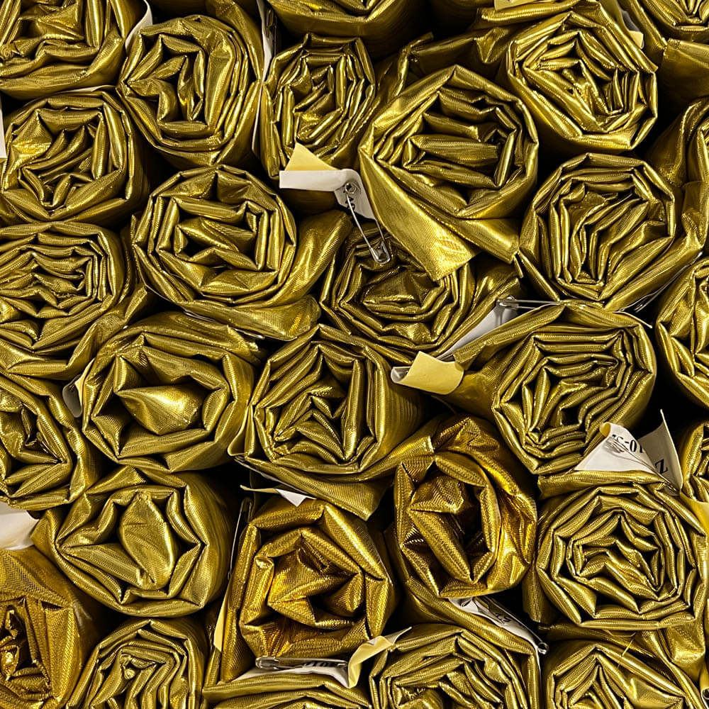 Gold metallic pre-cut fabric for DIY praise & worship flags; perfect for layering and beginners.