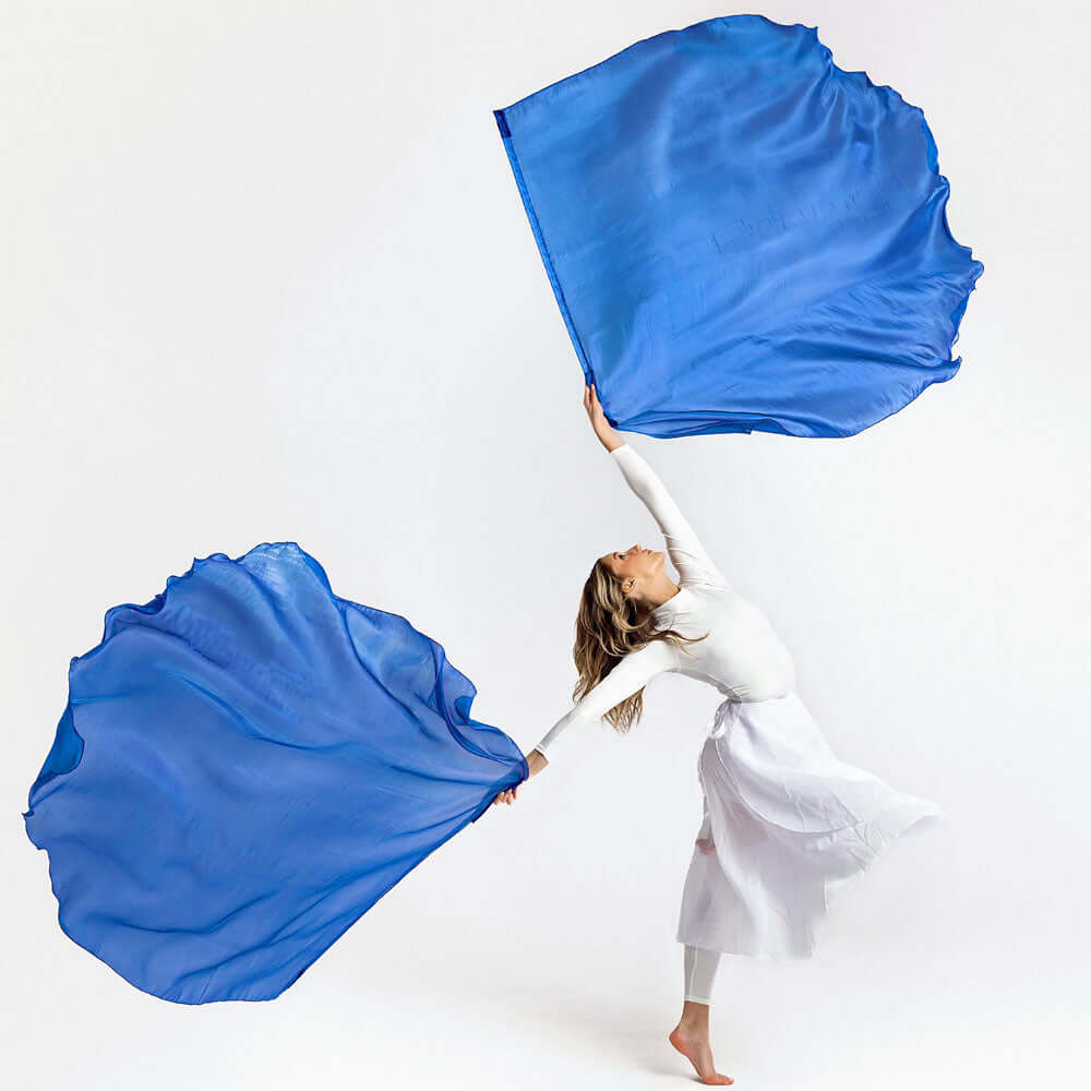 Blue Shimmer Worship Flags – single layer flags representing grace, prophecy, and the throne of God