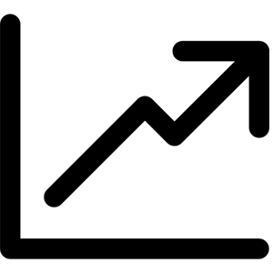 Icon of a X/Y graphs with an arrow moving up to indicate that Catch the Fire Worship Flags helps worshippers elevate their worship