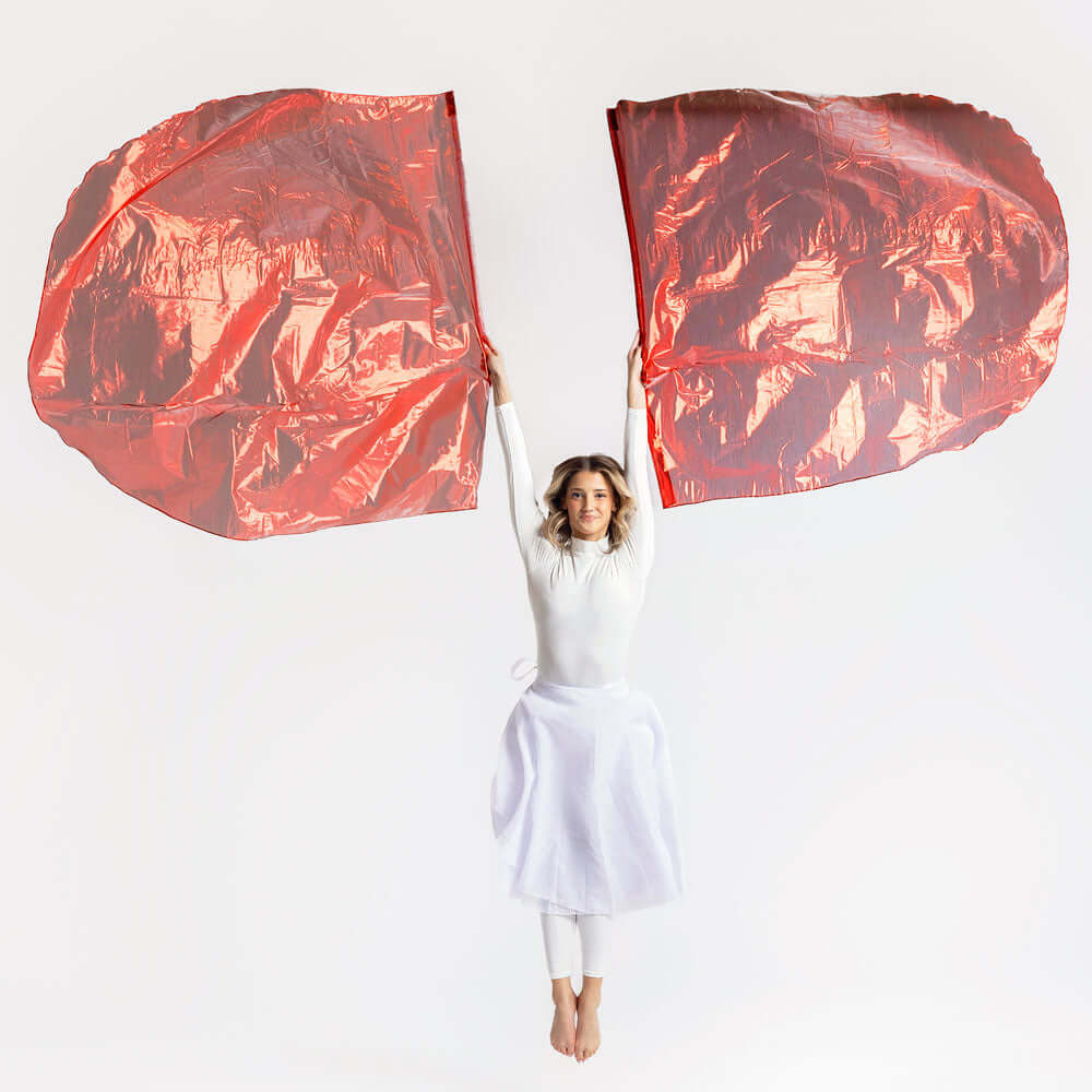 Red Metallic Worship Flags – Single Layer Angel Wing Praise Flags