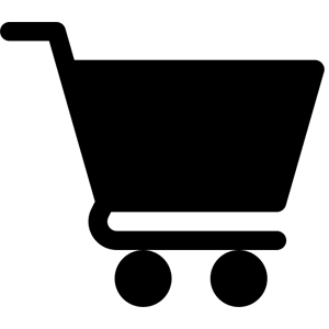 Black shopping cart icon for e-commerce or online store checkout interface