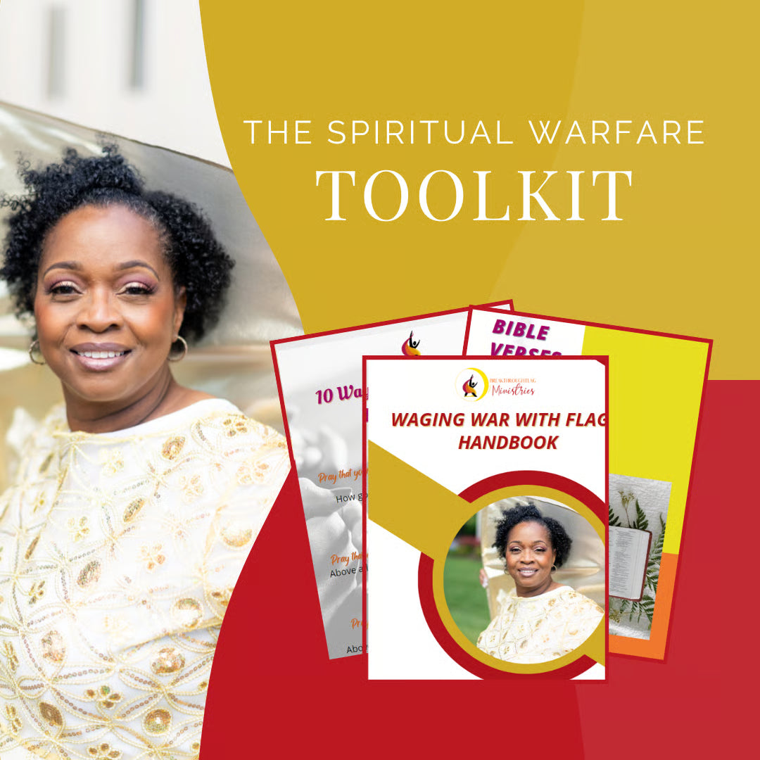 Spiritual Warfare Toolkit with Waging War with Flags handbook and Christian spiritual warfare resources for worshippers and flag ministers.