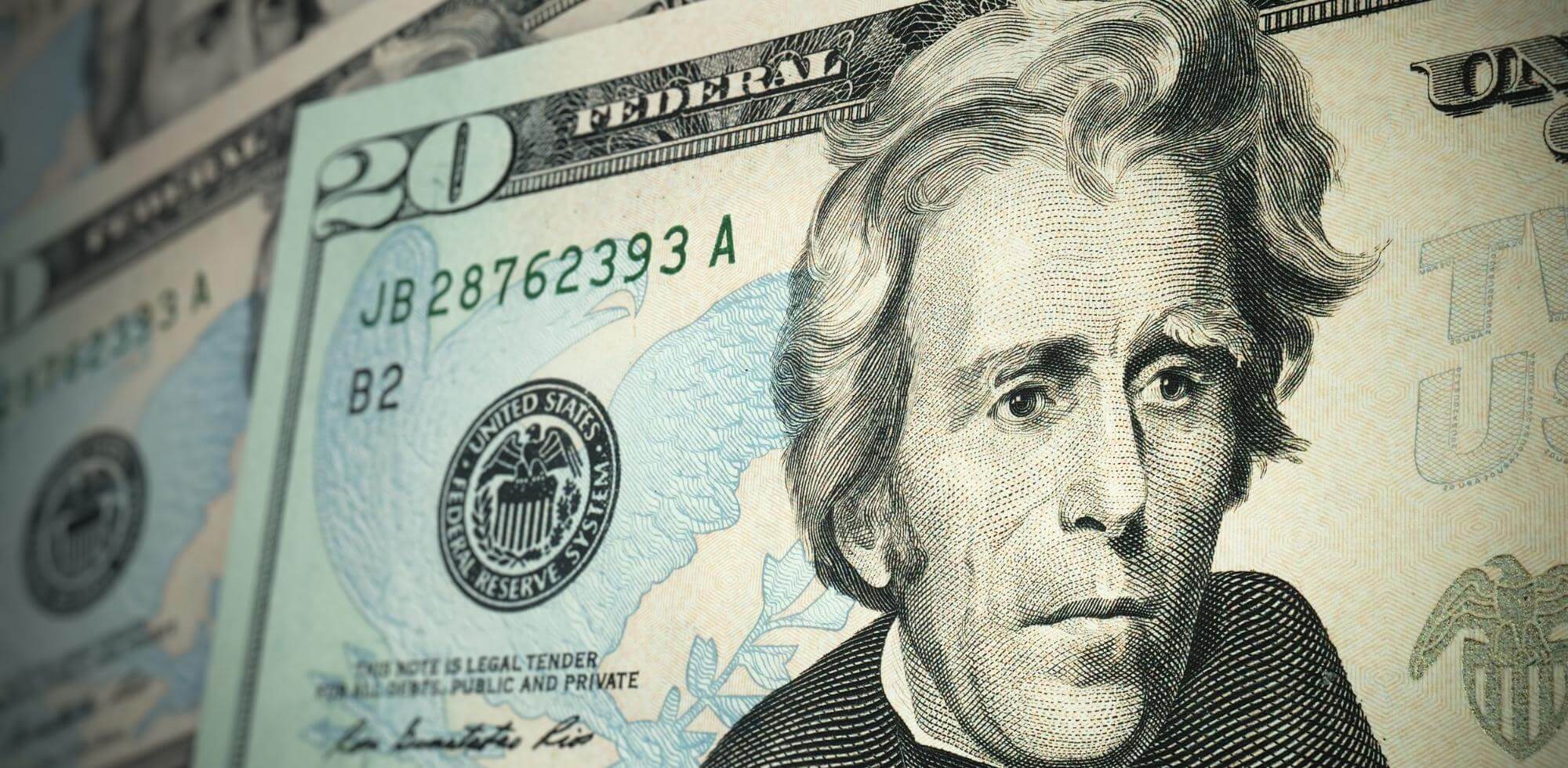 Close-up of U.S. twenty dollar bill featuring Andrew Jackson – finance, giving, and worship resource image
