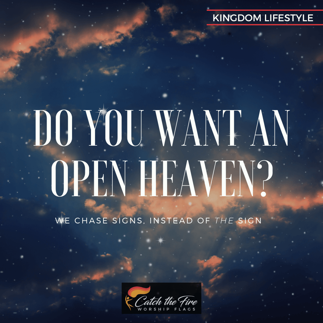 night sky clouds stars image with text and Catch the fire worship flags logi