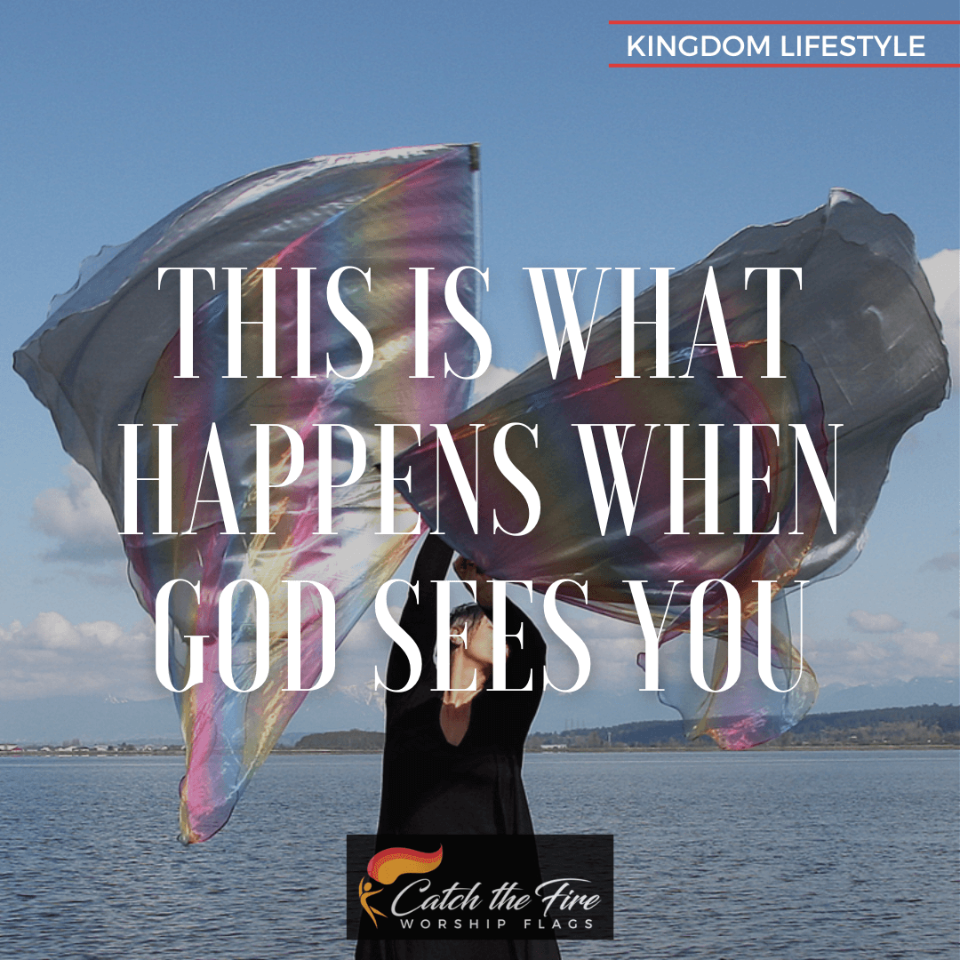 woman holding worship flags image with text and catch the fire worship flags logo