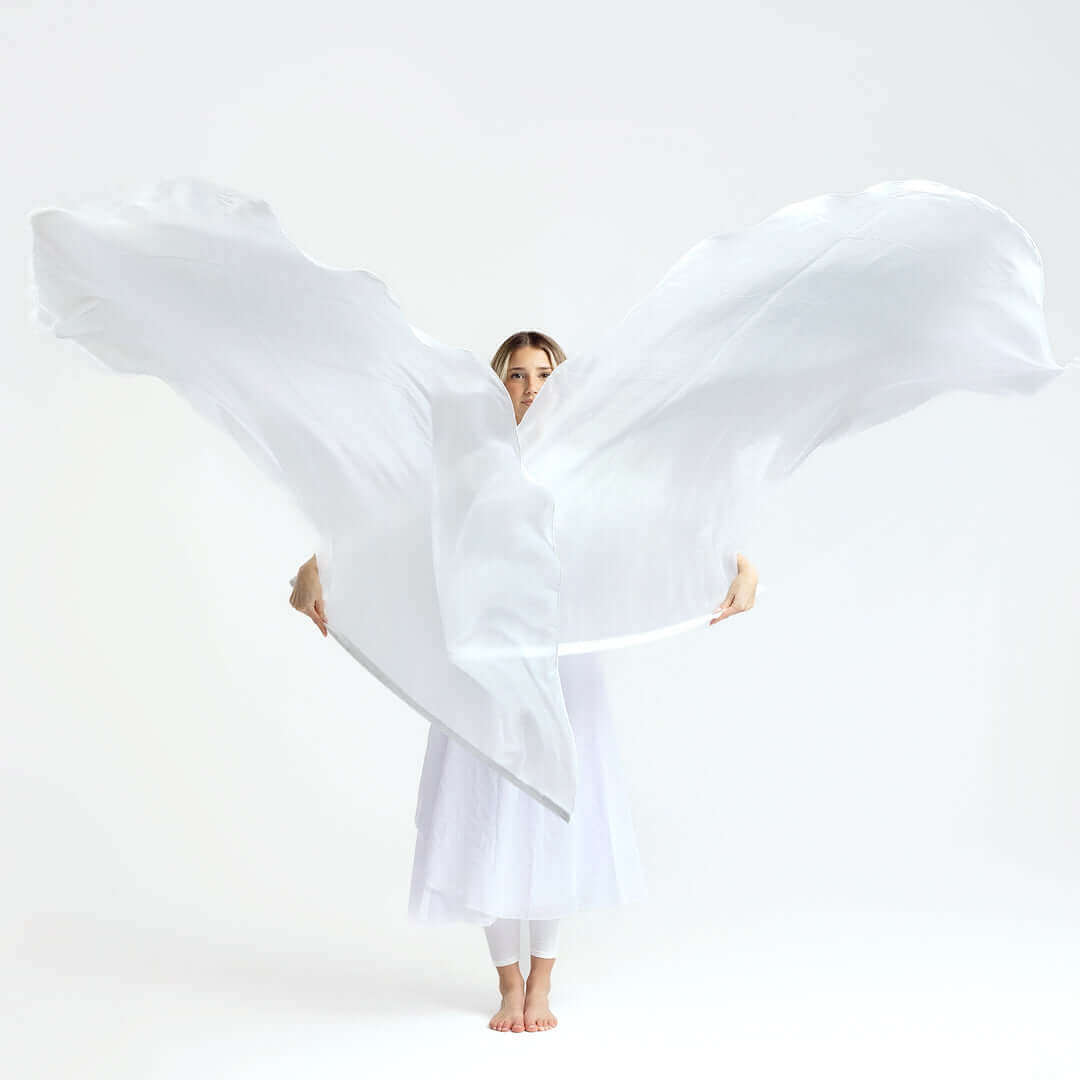 White Shimmer Worship Flags – Biblical meaning of white: purity, righteousness, heavenly glory
