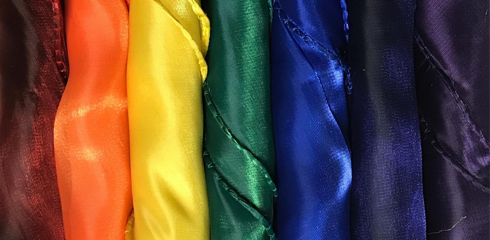 colorful fabrics from catch the fire worship flags