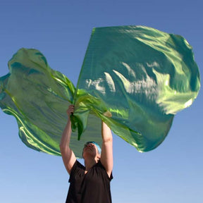 Green Metallic Worship Flags