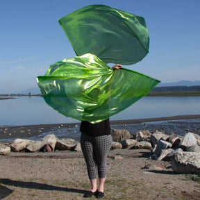 Green Metallic Worship Flags