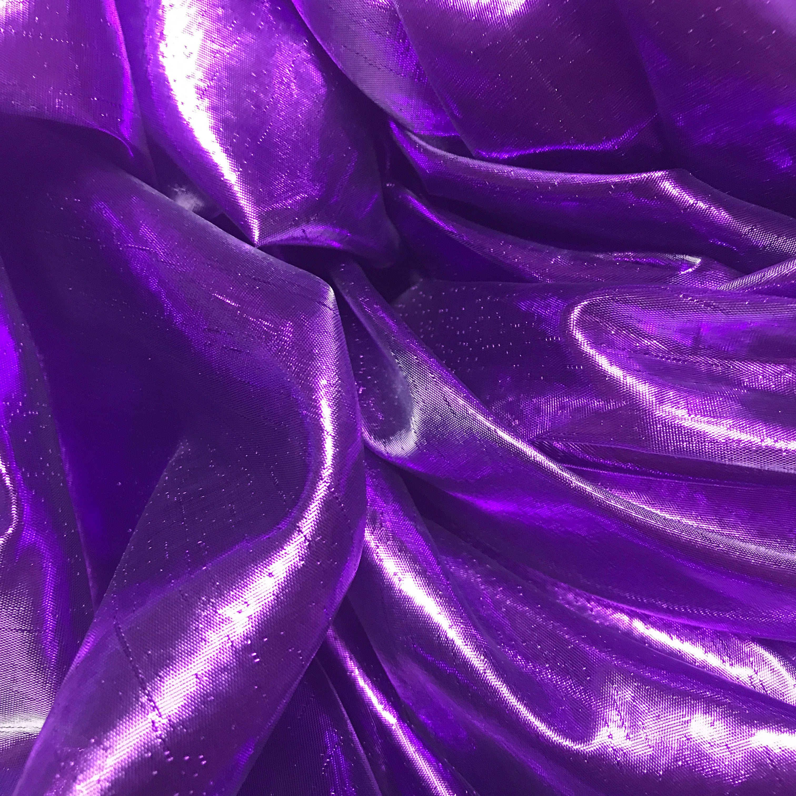 Purple metallic pre-cut fabric for DIY praise & worship flags; perfect for layering and beginners. 