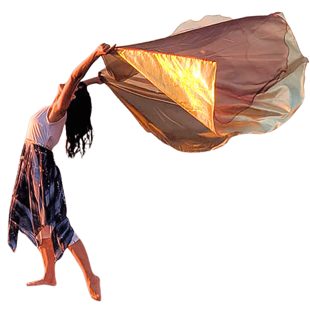 worship flagger with her face to the sun, lifting Catch the Fire Worship Flags in worship