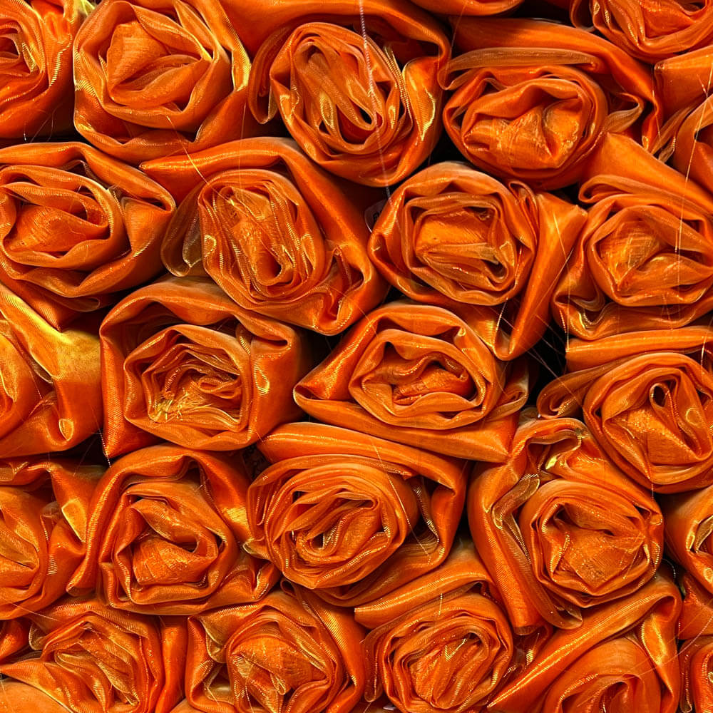 Orange sheer pre-cut fabric for DIY praise & worship flags; perfect for layering and beginners. 