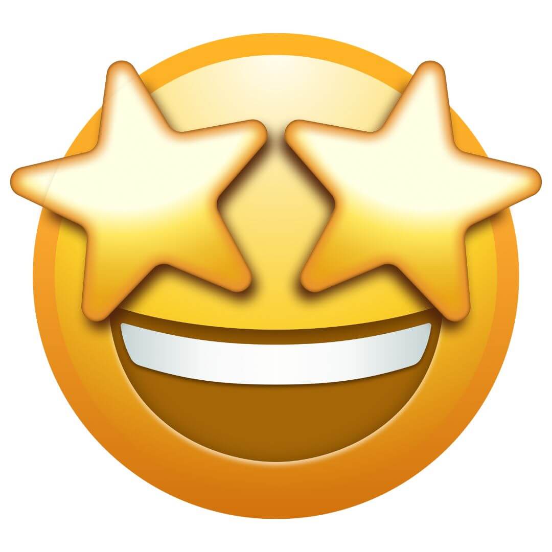 Excited smiley face emoji with star eyes representing featured worship flags collection.
