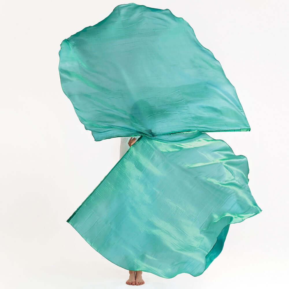  Green Shimmer Worship Flags – Single Layer Angel Wing Design
