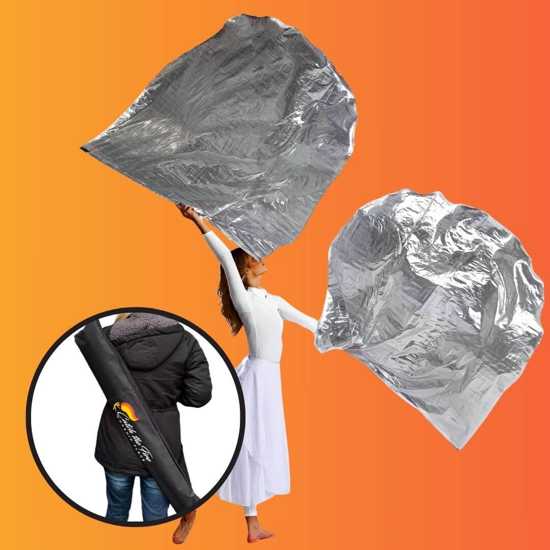 Silver Metallic Worship Flags with Flag Bag – Single Layer Dance Flags with Flexion or Quiver Poles