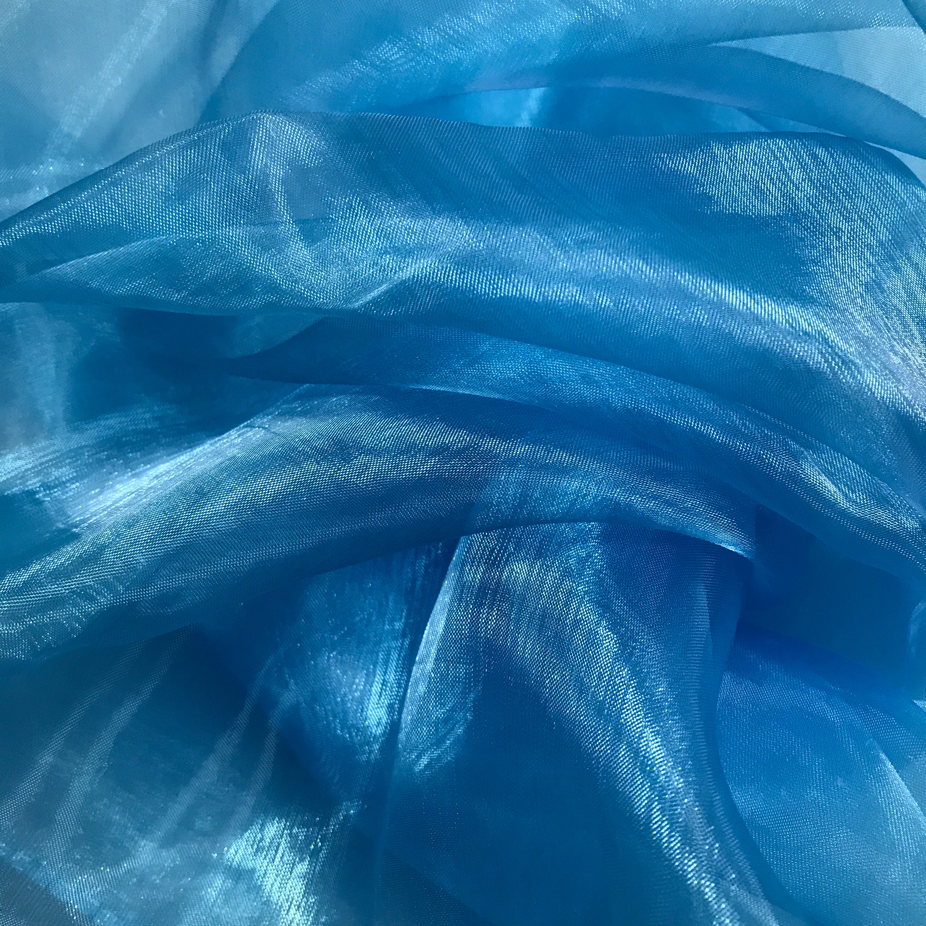 Light Blue sheer pre-cut fabric for DIY praise & worship flags; perfect for layering and beginners. 