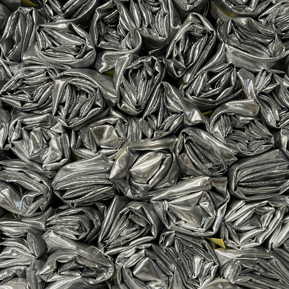 silver metallic pre-cut fabric for DIY praise & worship flags; perfect for layering and beginners. 