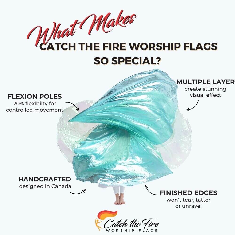Before the Throne worship dance flags from Catch the Fire Worship Flags with features including finished edges, perfect size, flexion poles, handcrafted, multiple layer