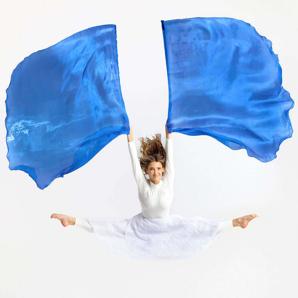 Blue Shimmer Worship Dance Flags