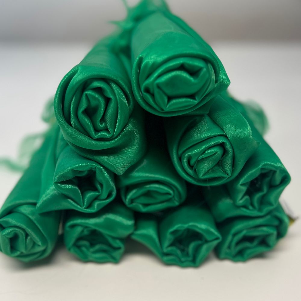 Bundle of 10 green sheer pre-cut angel wing fabric pairs for DIY worship flags – symbolizing restoration, healing, and flourishing new life.