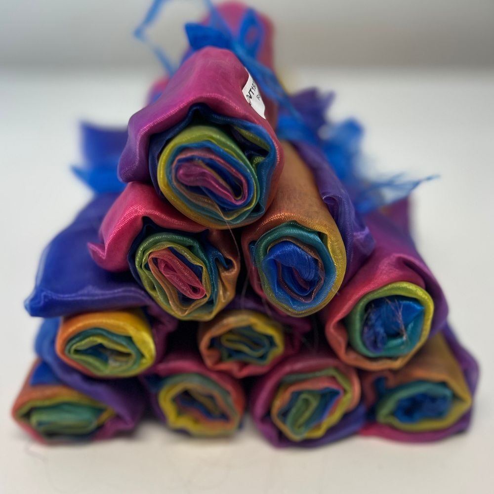 Bundle of 10 rainbow sheer pre-cut angel wing fabric pairs for DIY worship flags – declaring God’s everlasting covenant, promises, and radiant glory.