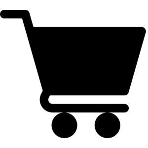 Black shopping cart icon for e-commerce or online store checkout interface
