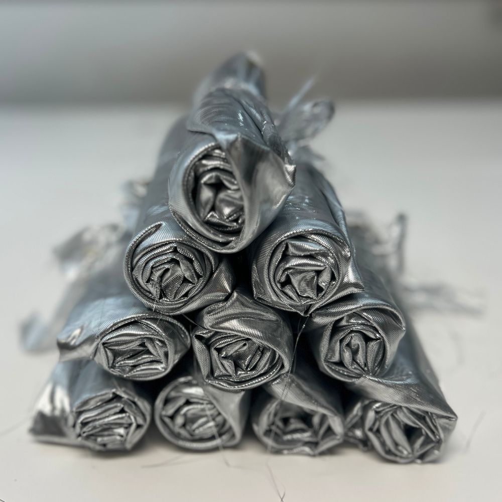 Bundle of 10 silver metallic pre-cut angel wing fabric pairs for DIY worship flags – symbolizing redemption, wisdom, and the refining Word of the Lord.