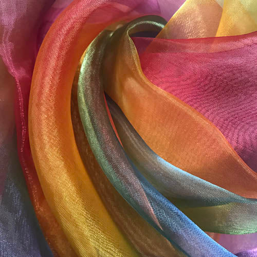 rainbow sheer pre-cut fabric for DIY praise & worship flags; perfect for layering and beginners. 